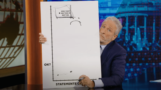 Jon Stewart Unveils Chart to Decipher Trump's 'Nonsense' on 'The Daily Show'