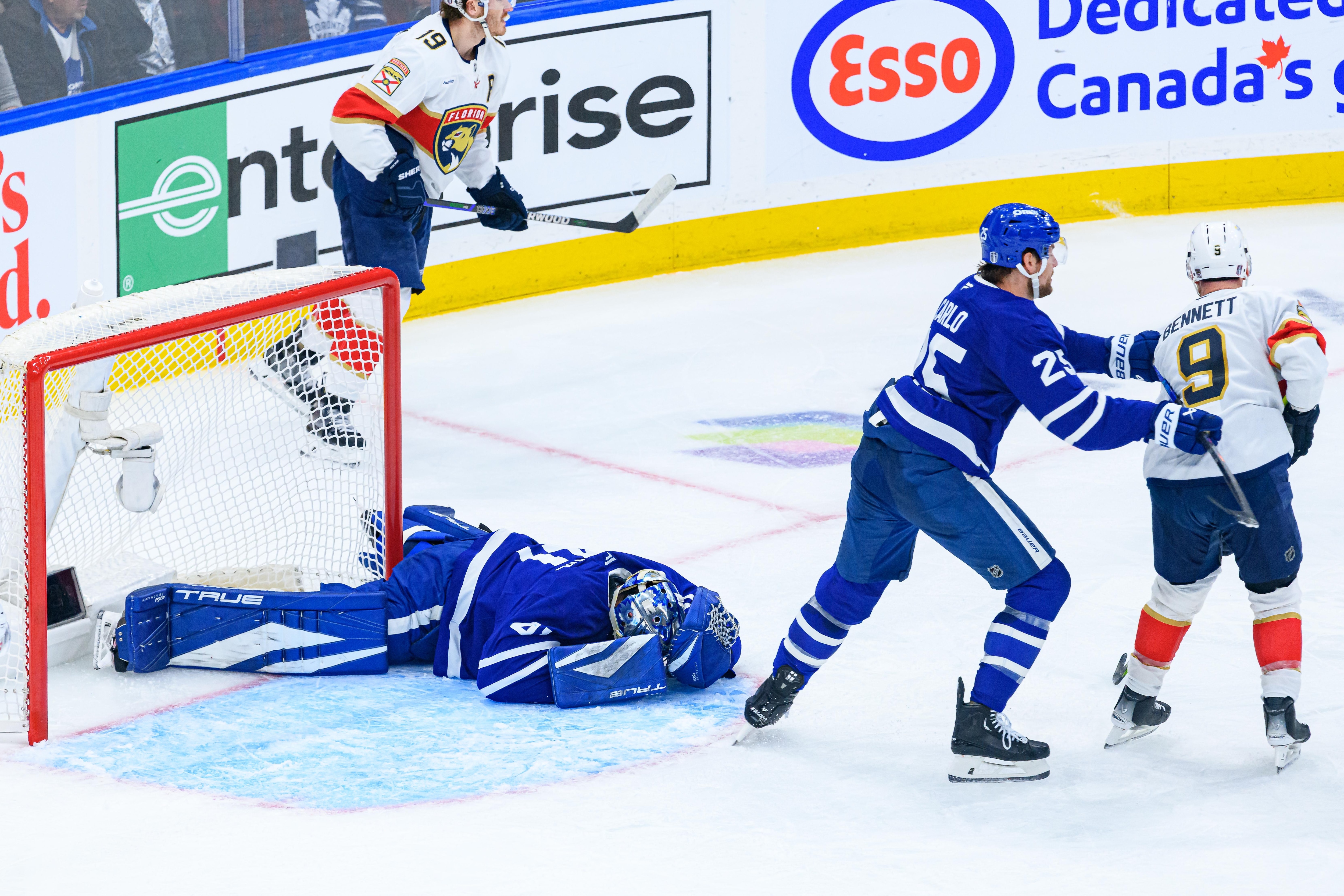 Stolarz Injury Shadows Maple Leafs' Game 1 Victory Over Panthers