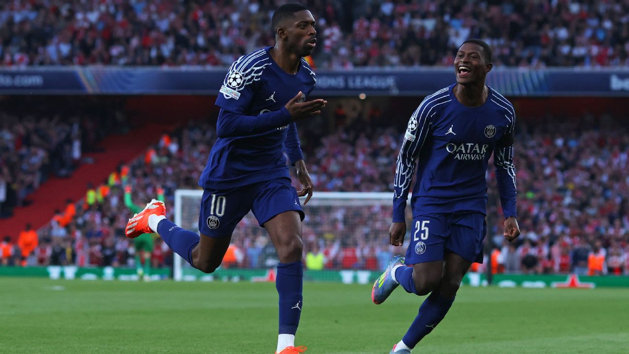 Dembélé on PSG Bench, Partey Returns for Arsenal in Champions League Semifinal