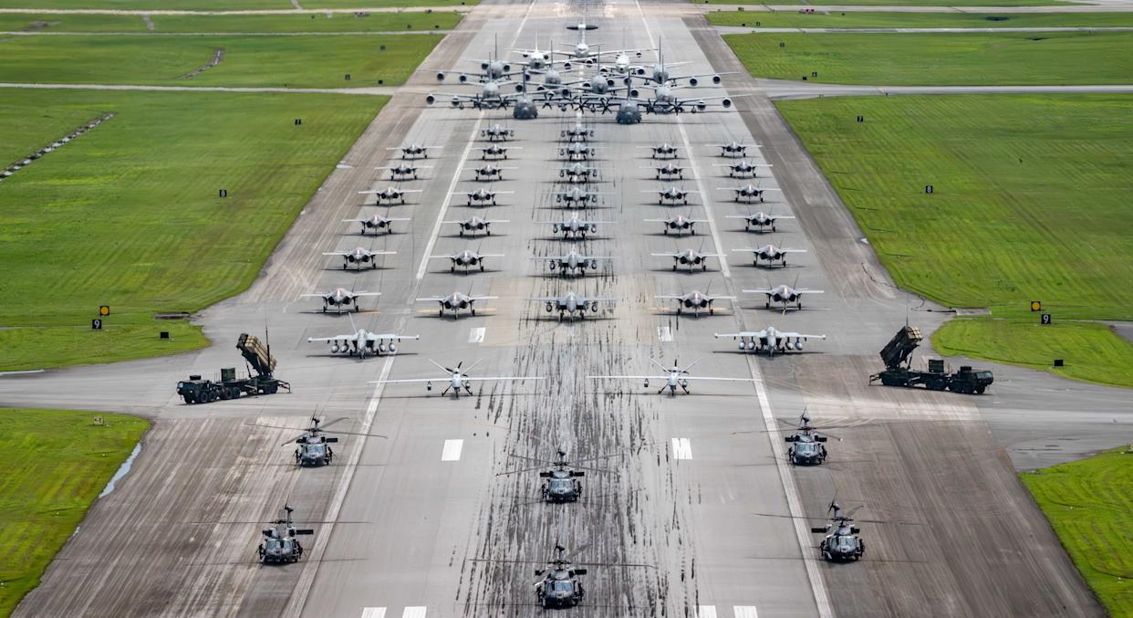 U.S. Military Displays Strength with Massive 'Elephant Walk' at Kadena Air Base