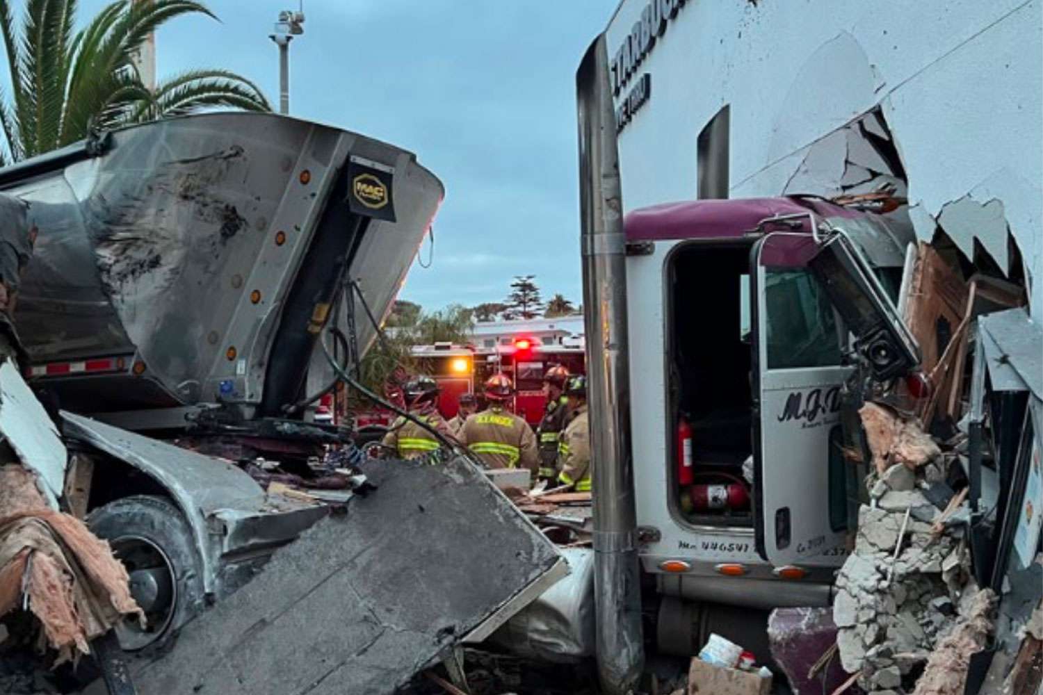 Semi-Truck Crashes into Oceanside Starbucks, Injuring Driver and Employee